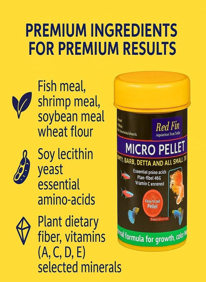 VAYINATO® Red Fin Aquarium Micro Pellets 100g for Betta Fish, Barb and All Small Fish | 0.5mm Slow Sinking | Enhances Natural Color & Immunity by Petzlifeworld - Image 5